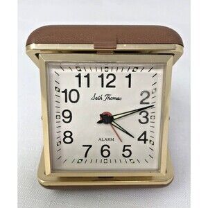 Seth Thomas Brown Travel Alarm Clock Glow in the Dark Hands and Number Points